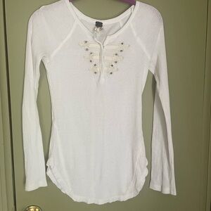 We The Free White Long Sleeve Blouse
